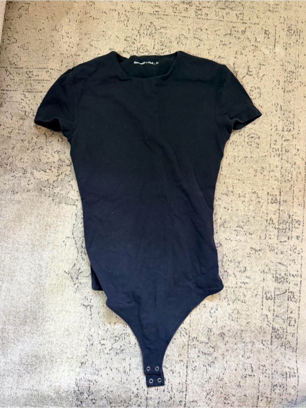 Black Short-Sleeve Snap Bodysuit Shirt
